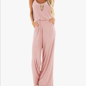 Dressmine Womens Sexy V Neck Wide Leg Jumpsuit
